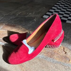 DV dolce vita Red Suede Studded Women's Loafers 6.5